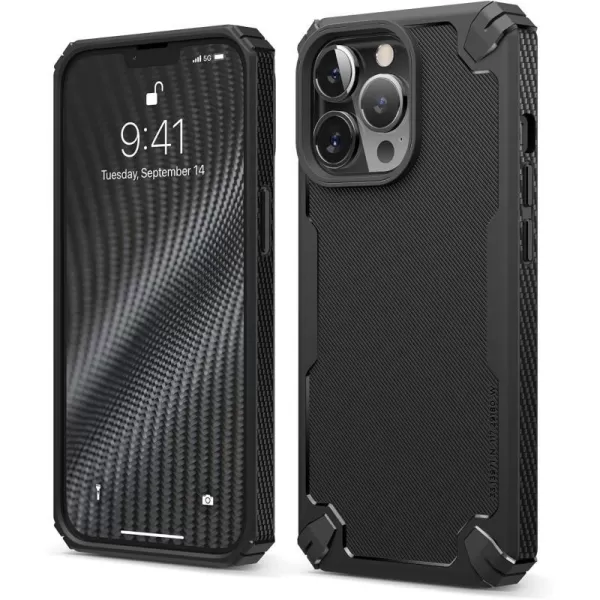 elago Armor Compatible with iPhone 13 Pro Max Case 67 Inch  US Military Grade Drop Protection HeavyDuty Protection Carbon Fiber Texture Tough Rugged Design Shockproof Bumper Cover BlackiPhone 13 Pro Black