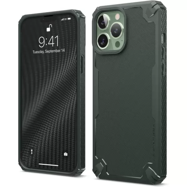 elago Armor Compatible with iPhone 13 Pro Max Case 67 Inch  US Military Grade Drop Protection HeavyDuty Protection Carbon Fiber Texture Tough Rugged Design Shockproof Bumper Cover BlackiPhone 13 Pro Max Dark Green