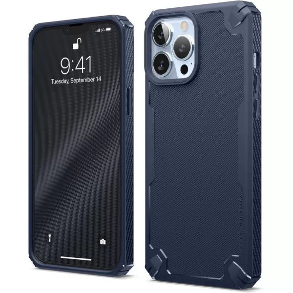 elago Armor Compatible with iPhone 13 Pro Max Case 67 Inch  US Military Grade Drop Protection HeavyDuty Protection Carbon Fiber Texture Tough Rugged Design Shockproof Bumper Cover BlackiPhone 13 Pro Jean Indigo