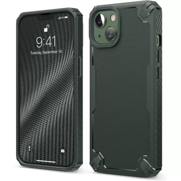 elago Armor Compatible with iPhone 13 Pro Max Case 67 Inch  US Military Grade Drop Protection HeavyDuty Protection Carbon Fiber Texture Tough Rugged Design Shockproof Bumper Cover BlackiPhone 13 Dark Green