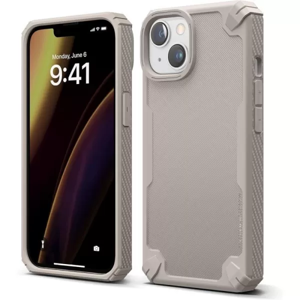 elago Armor Compatible with iPhone 14 Case 61 Inch  US Military Grade Drop Protection HeavyDuty Protective Case Carbon Fiber Texture Tough Rugged Design Shockproof Bumper Cover SandSand