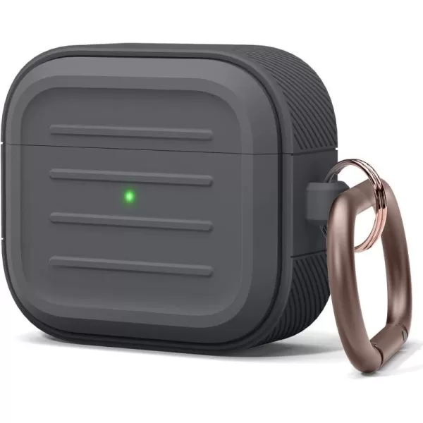 elago Army Case with Keychain Compatible with AirPods 3  Supports Wireless ReCharging Shock Resistant and Provides Full Protection StoneDark Grey