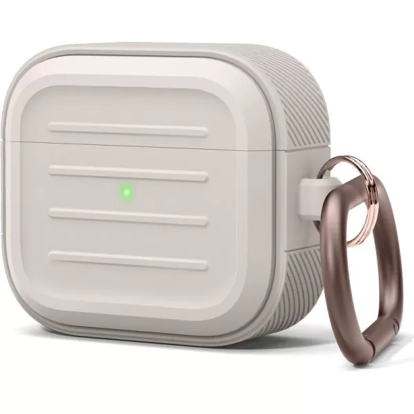 elago Army Case with Keychain Compatible with AirPods 3  Supports Wireless ReCharging Shock Resistant and Provides Full Protection StoneStone