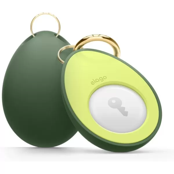 elago Avocado Case Compatible with Apple AirTag  Drop Protection Keychain Cute Design Carabiner Holder Key Ring Track Dogs Keys Backpacks Purses Tracking Device Not Included GreenGreen