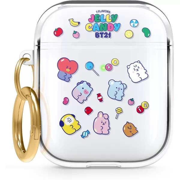 elago BT21 Case Compatible with Apple AirPods Case 1 amp 2 Clear Case with Keychain Reduced Yellowing and Smudging Supports Wireless Charging Official Merchandise RJ7FLAVORS