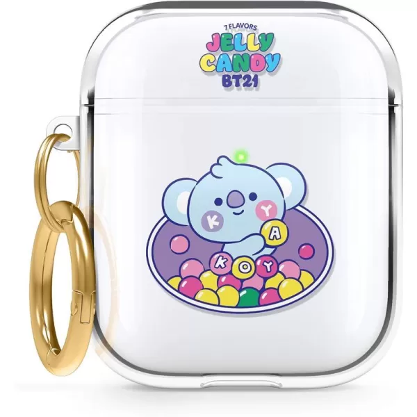 elago BT21 Case Compatible with Apple AirPods Case 1 amp 2 Clear Case with Keychain Reduced Yellowing and Smudging Supports Wireless Charging Official Merchandise RJKOYA