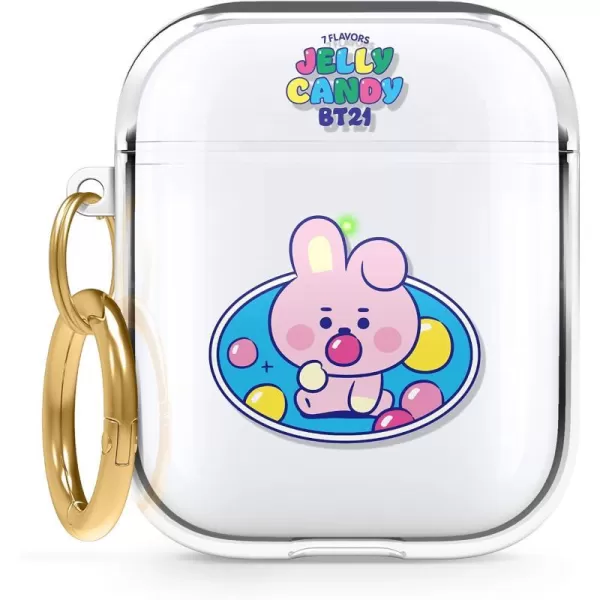 elago BT21 Case Compatible with Apple AirPods Case 1 amp 2 Clear Case with Keychain Reduced Yellowing and Smudging Supports Wireless Charging Official Merchandise RJCOOKY