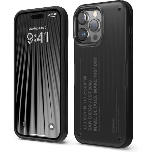 elago Buckler Compatible with iPhone 14 Pro Max Case 67 Inch  US Military Grade Drop Protection HeavyDuty Protective Cover Carbon Fiber Texture Rugged Design Shockproof Bumper Frosted ClearTypography