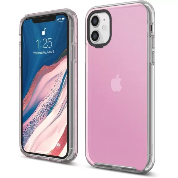 elago Clear Hybrid Case Compatible with iPhone 11 Neon YellowLovely Pink