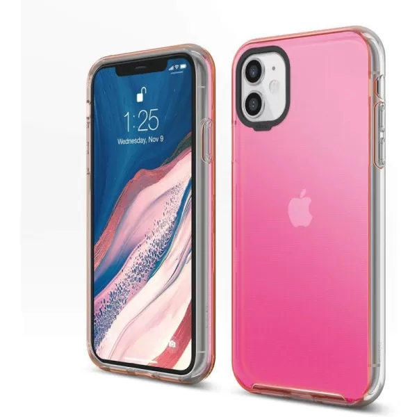 elago Clear Hybrid Case Compatible with iPhone 11 Neon YellowNeon Pink