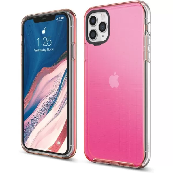 elago Clear Hybrid Case Compatible with iPhone 11 Pro Max Lovely PinkNeon Pink