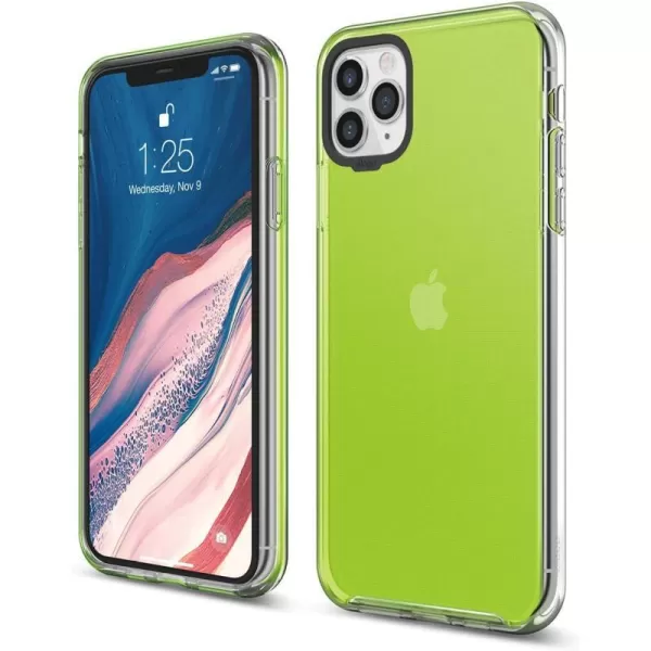 elago Clear Hybrid Case Compatible with iPhone 11 Pro Max Lovely PinkNeon Yellow