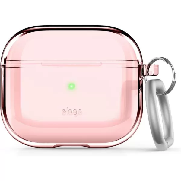 elago Compatible with AirPods 3rd Generation Case Clear Transparent Clear Case Compatible with Apple AirPods 3 Carabiner Included Neon YellowLovely Pink