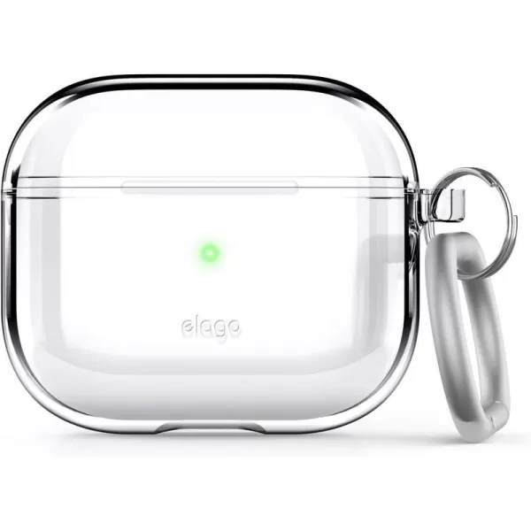 elago Compatible with AirPods 3rd Generation Case Clear Transparent Clear Case Compatible with Apple AirPods 3 Carabiner Included Neon YellowTransparentGreen