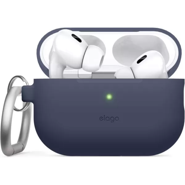 elago Compatible with AirPods Pro 2 Case 2022 Silicone Case with Keychain Compatible with Apple AirPods Pro 2nd Generation Case Front LED Visible Supports Wireless Charging Jean IndigoJean Indigo