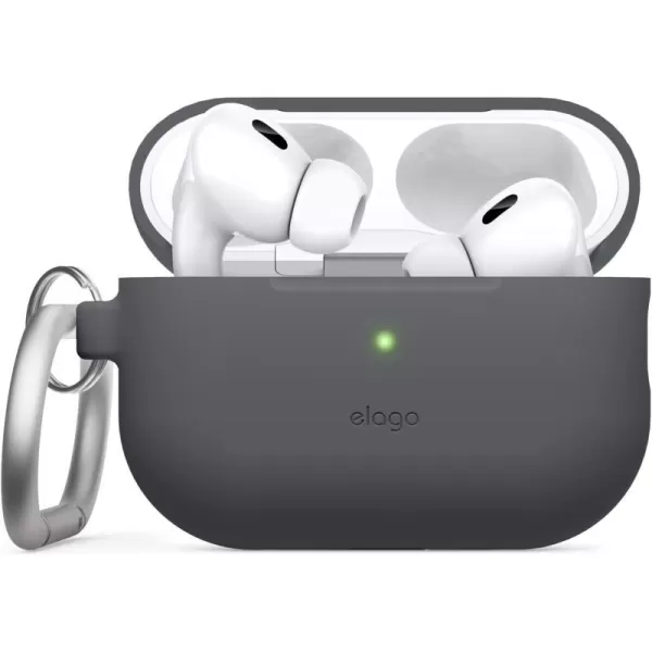 elago Compatible with AirPods Pro 2 Case 2022 Silicone Case with Keychain Compatible with Apple AirPods Pro 2nd Generation Case Front LED Visible Supports Wireless Charging Jean IndigoDark Grey