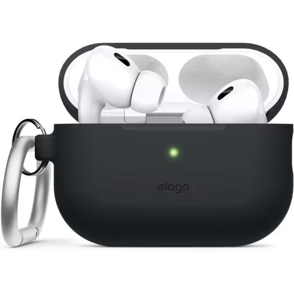 elago Compatible with AirPods Pro 2 Case 2022 Silicone Case with Keychain Compatible with Apple AirPods Pro 2nd Generation Case Front LED Visible Supports Wireless Charging Jean IndigoBlack