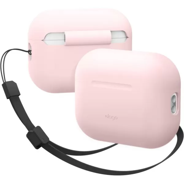 elago Compatible with AirPods Pro 2 Case 2022 Silicone Case with Lanyard Compatible with Apple AirPods Pro 2nd Generation Case Front LED Visible Fabric Lanyard Included BlackLovely Pink