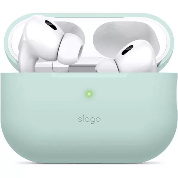 elago Compatible with AirPods Pro 2nd Generation Case 2022 Protective Silicone Case Compatible with Apple AirPods Pro 2 Front LED Visible Supports Wireless Charging MintMint