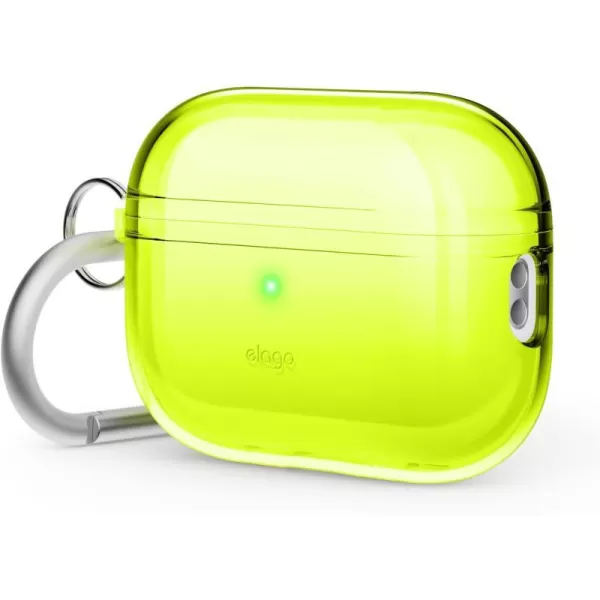 elago Compatible with AirPods Pro 2nd Generation Case Clear  Compatible with AirPods Pro 2 Case Protective Case with Keychain Transparent Wireless Charging Reduced Yellowing TransparentNeon Yellow