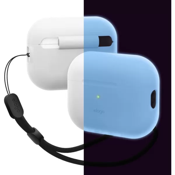 elago Compatible with AirPods Pro 2nd Generation Case Silicone Case Compatible with Apple AirPods Pro 2 Case Lanyard Included Front LED Visible Light BlueNightglow Blue