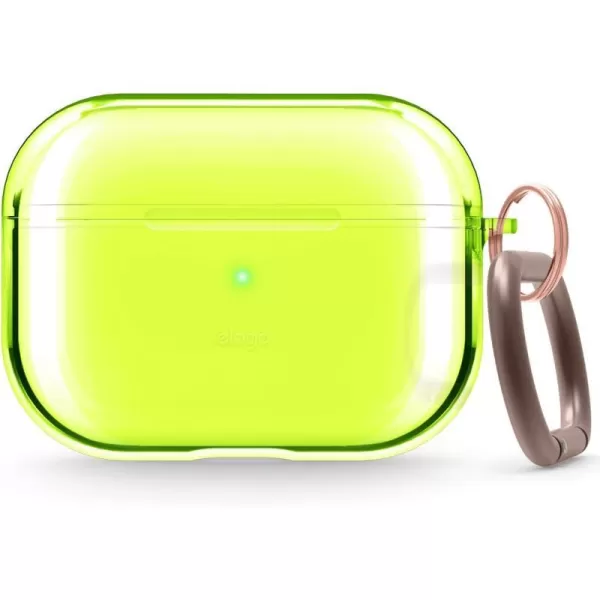 elago Compatible with AirPods Pro Case Clear  High Rating TPU Transparent Shockproof Protective Case Cover with Keychain Gel Tape Included Wireless Charging Neon YellowNeon Yellow