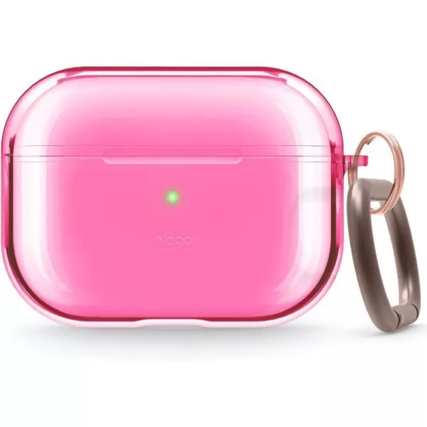 elago Compatible with AirPods Pro Case Clear  High Rating TPU Transparent Shockproof Protective Case Cover with Keychain Gel Tape Included Wireless Charging Neon YellowNeon Hot Pink