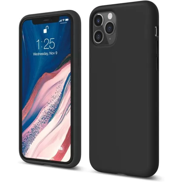 elago Compatible with iPhone 11 Case Liquid Silicone Case Full Body Protective Cover AntiScratch Soft Microfiber 61 inch RediPhone 11 Pro Black