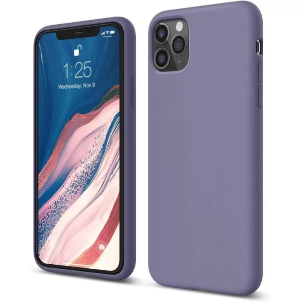 elago Compatible with iPhone 11 Case Liquid Silicone Case Full Body Protective Cover AntiScratch Soft Microfiber 61 inch RediPhone 11 Pro Max Lavender Grey