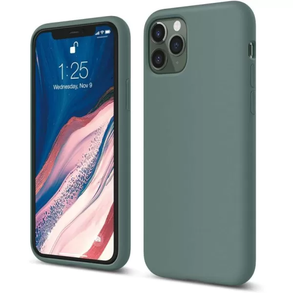 elago Compatible with iPhone 11 Case Liquid Silicone Case Full Body Protective Cover AntiScratch Soft Microfiber 61 inch RediPhone 11 Pro Midnight Green