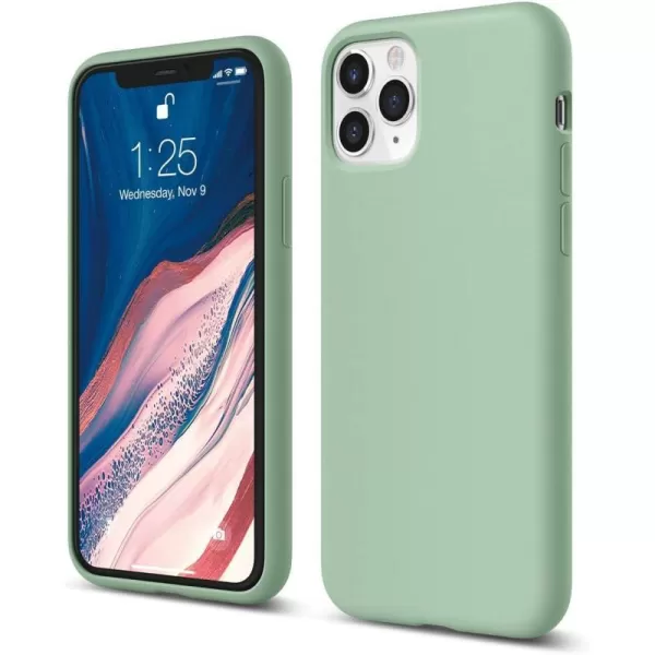 elago Compatible with iPhone 11 Case Liquid Silicone Case Full Body Protective Cover AntiScratch Soft Microfiber 61 inch RediPhone 11 Pro Pastel Green