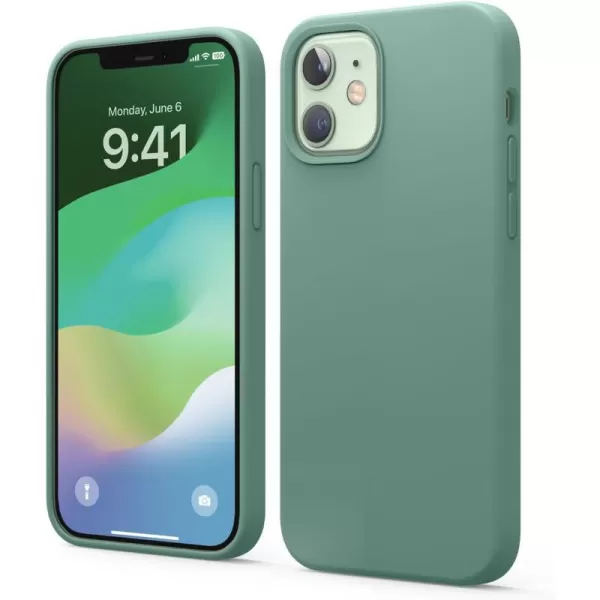 elago Compatible with iPhone 12 Mini Case Liquid Silicone Case Full Body Protective Cover Shockproof Slim Phone Case AntiScratch Soft Microfiber Lining 54 inch OrangeiPhone 12  iPhone 12 Pro Midnight Green