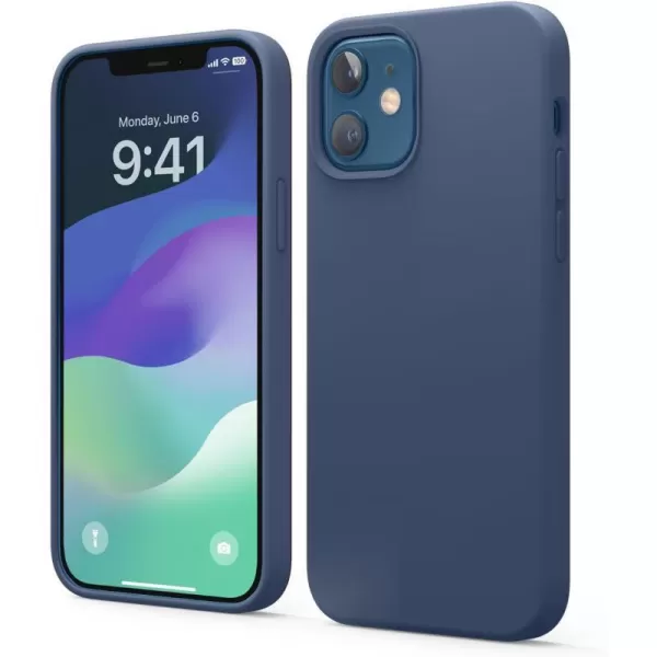 elago Compatible with iPhone 12 Mini Case Liquid Silicone Case Full Body Protective Cover Shockproof Slim Phone Case AntiScratch Soft Microfiber Lining 54 inch OrangeiPhone 12  iPhone 12 Pro Jean Indigo