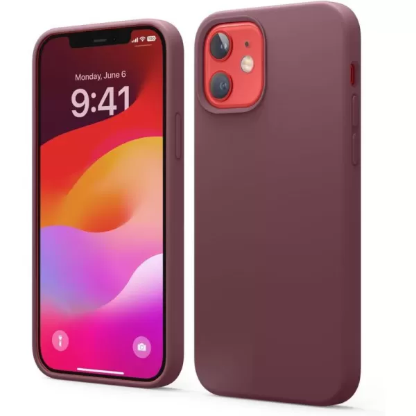 elago Compatible with iPhone 12 Mini Case Liquid Silicone Case Full Body Protective Cover Shockproof Slim Phone Case AntiScratch Soft Microfiber Lining 54 inch OrangeiPhone 12  iPhone 12 Pro Burgundy