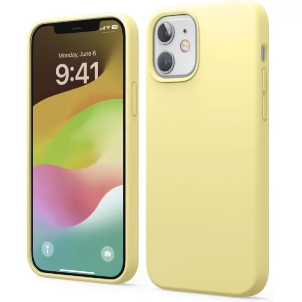 elago Compatible with iPhone 12 Mini Case Liquid Silicone Case Full Body Protective Cover Shockproof Slim Phone Case AntiScratch Soft Microfiber Lining 54 inch OrangeiPhone 12  iPhone 12 Pro Yellow