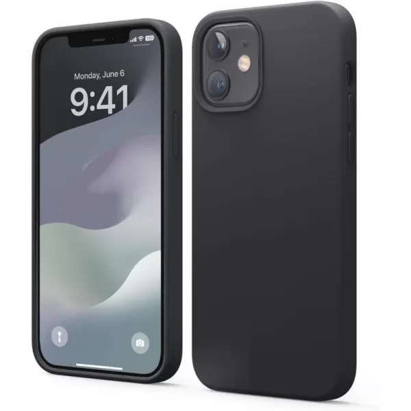 elago Compatible with iPhone 12 Mini Case Liquid Silicone Case Full Body Protective Cover Shockproof Slim Phone Case AntiScratch Soft Microfiber Lining 54 inch OrangeiPhone 12  iPhone 12 Pro Black