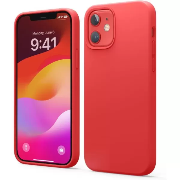 elago Compatible with iPhone 12 Mini Case Liquid Silicone Case Full Body Protective Cover Shockproof Slim Phone Case AntiScratch Soft Microfiber Lining 54 inch OrangeiPhone 12  iPhone 12 Pro Red