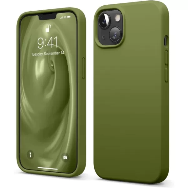 elago Compatible with iPhone 13 Case Liquid Silicone Case Full Body Screen Camera Protective Cover Shockproof Slim Phone Case AntiScratch Soft Microfiber Lining 61 inch Pastel GreenCedar Green