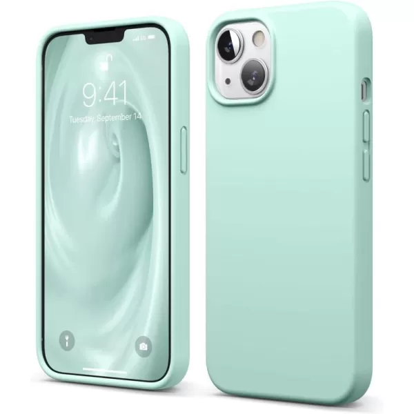 elago Compatible with iPhone 13 Case Liquid Silicone Case Full Body Screen Camera Protective Cover Shockproof Slim Phone Case AntiScratch Soft Microfiber Lining 61 inch Pastel GreenAqua Sky