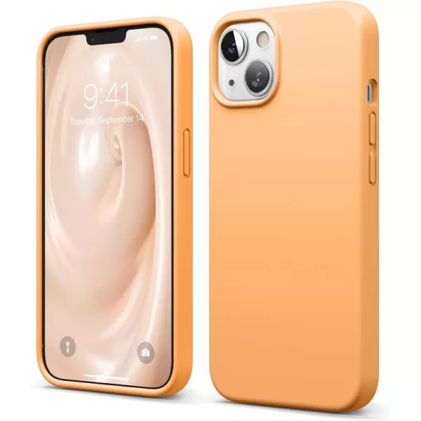 elago Compatible with iPhone 13 Case Liquid Silicone Case Full Body Screen Camera Protective Cover Shockproof Slim Phone Case AntiScratch Soft Microfiber Lining 61 inch Pastel GreenOrange