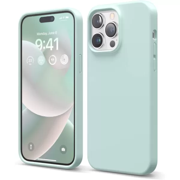 elago Compatible with iPhone 14 Pro Max Case Liquid Silicone Case Full Body Protective Cover Shockproof Slim Phone Case AntiScratch Soft Microfiber Lining 67 inch StoneiPhone 14 Pro Max Mint