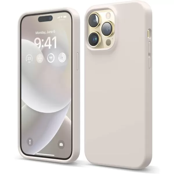 elago Compatible with iPhone 14 Pro Max Case Liquid Silicone Case Full Body Protective Cover Shockproof Slim Phone Case AntiScratch Soft Microfiber Lining 67 inch StoneiPhone 14 Pro Max Stone