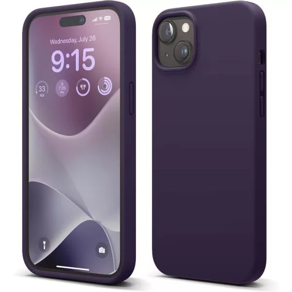 elago Compatible with iPhone 15 Plus Case Liquid Silicone Case Full Body Protective Cover Shockproof Slim Phone Case AntiScratch Soft Microfiber Lining 67 inch Lovely PinkDeep Purple