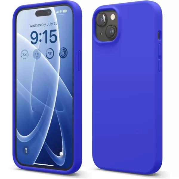 elago Compatible with iPhone 15 Plus Case Liquid Silicone Case Full Body Protective Cover Shockproof Slim Phone Case AntiScratch Soft Microfiber Lining 67 inch Lovely PinkCobalt Blue