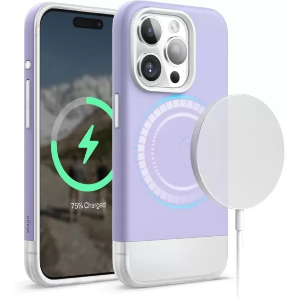 elago Compatible with iPhone 15 Pro Case Compatible with MagSafe Glide Case Full Body Protective Cover Shockproof Slim Phone Case 61 inch Top PurpleBottom ClearTop Purple  Bottom Clear