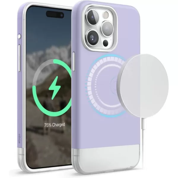 elago Compatible with iPhone 15 Pro Max Case Compatible with MagSafe Glide Case Full Body Protective Cover Shockproof Slim Phone Case 67 inch Top Purple  Bottom ClearTop Purple  Bottom Clear