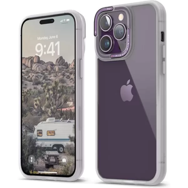 elago Dual Clear Case Compatible with iPhone 14 Pro Max Case Clear  67 Inch  PC  TPU Hybrid Technology Reduced Yellowing Crystal Clear Shockproof Bumper Cover Full Body Protection WhiteDeep Purple