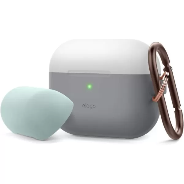 elago Duo AirPods Pro Case with Keychain Designed for Apple AirPods Pro Case Cover 2 Caps  1 Body Front LED Visible  Classic White Peach  Pastel Green Multicolor