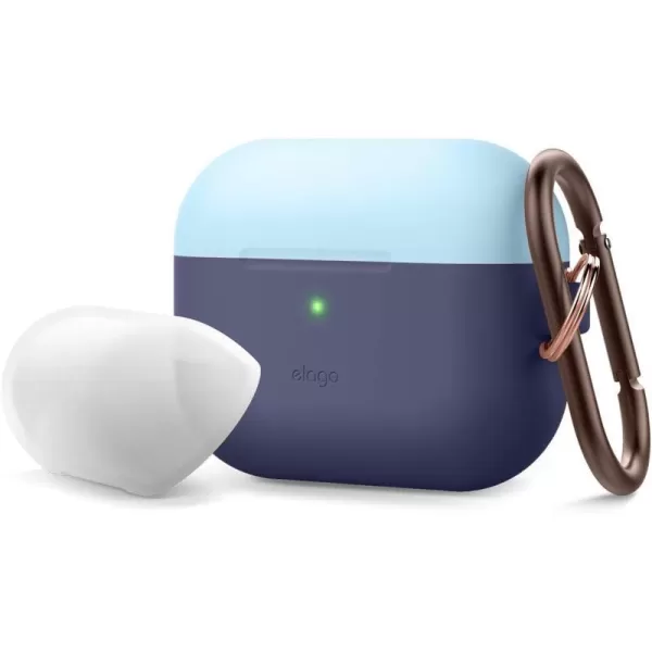 elago Duo AirPods Pro Case with Keychain Designed for Apple AirPods Pro Case Cover 2 Caps  1 Body Front LED Visible  Classic White Peach  Pastel Green Pastel Blue Nightglow Blue  Jean Indigo