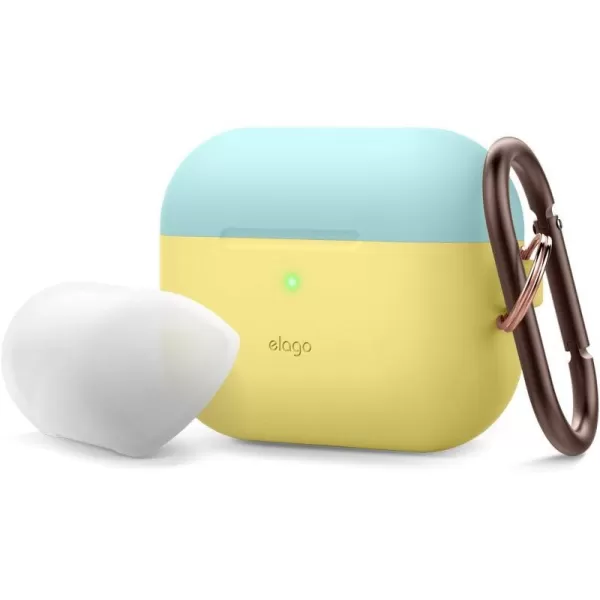 elago Duo AirPods Pro Case with Keychain Designed for Apple AirPods Pro Case Cover 2 Caps  1 Body Front LED Visible  Classic White Peach  Pastel Green Coral Blue Nightglow Blue  Yellow